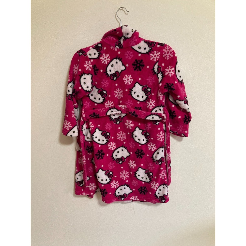 Hello Kitty Sanrio Pink Bathrobe Girls Size Small 2013 Belted Pockets Soft - Picture 8 of 10